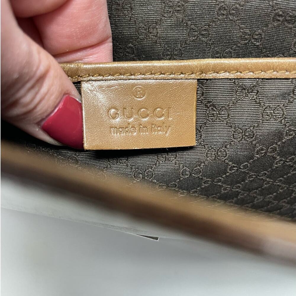 Gucci Vintage Brown Leather Topstitch Shoulder Hobo Bag Purse - Picture 14 of 16